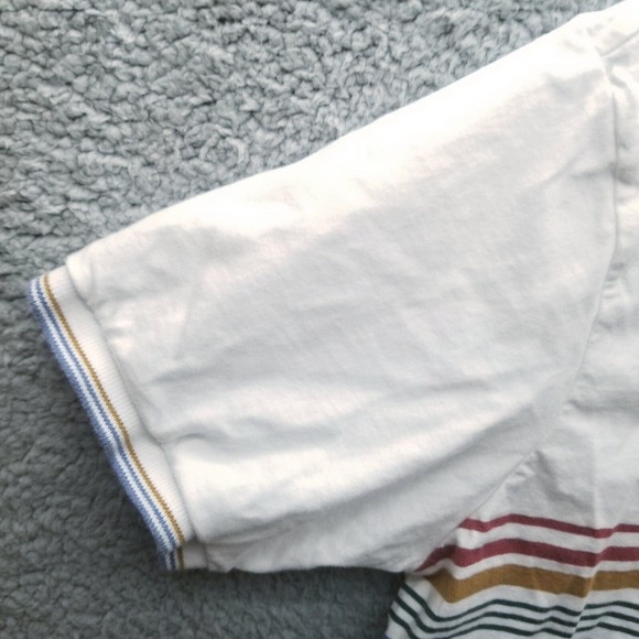 Denim & Flower M Ricky Singh Striped White Short Sleeve Polo 41" 26.5" 7.5" - Picture 3 of 12